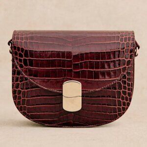 Sezane Claude Bag Chocolate Croco Print - Size TU